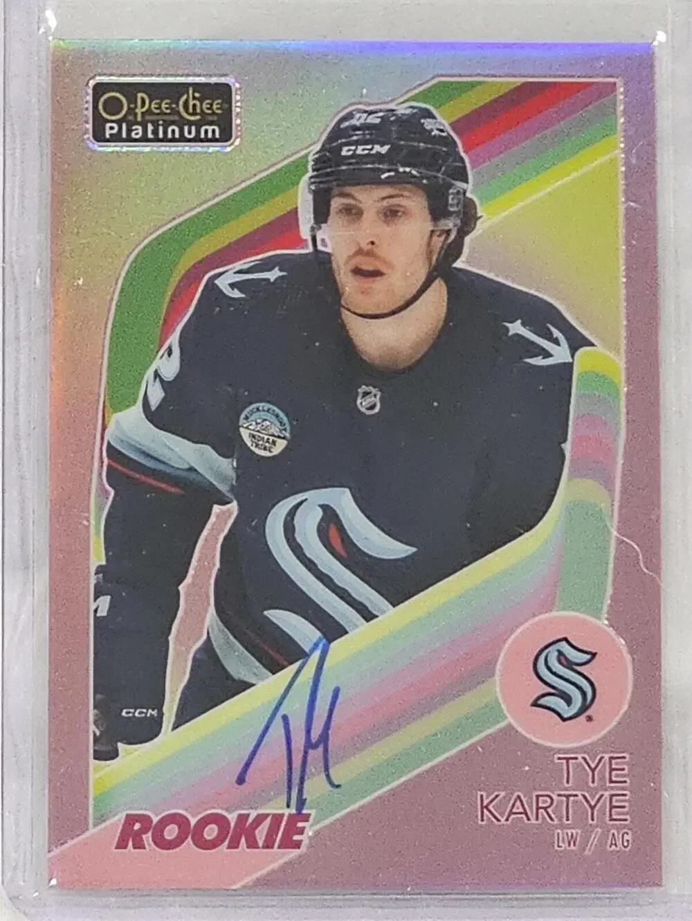 2023-24 O-Pee-Chee Platinum Tye Kartye Rookie Red Rainbow Auto Hockey Card